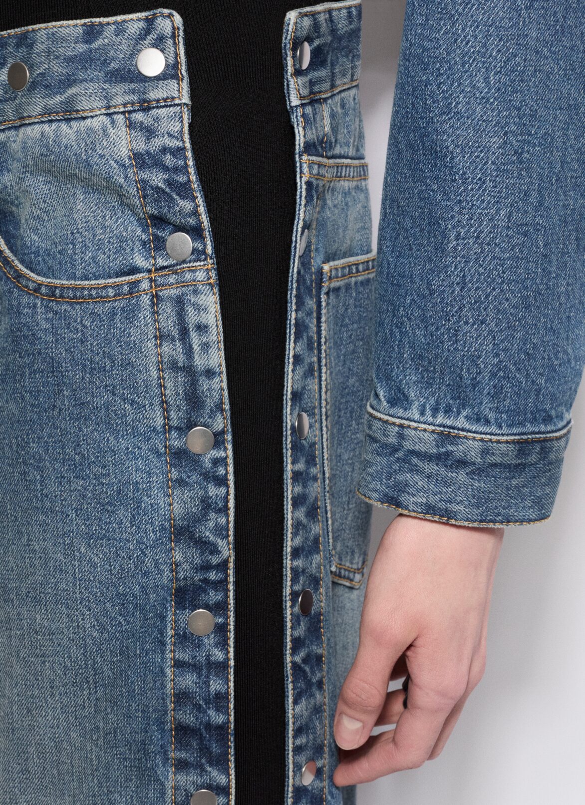 KNIT BAND JEANS IN STONE DENIM ALAÏA BLEU VINTAGE KNIT BAND JEANS IN STONE DENIM